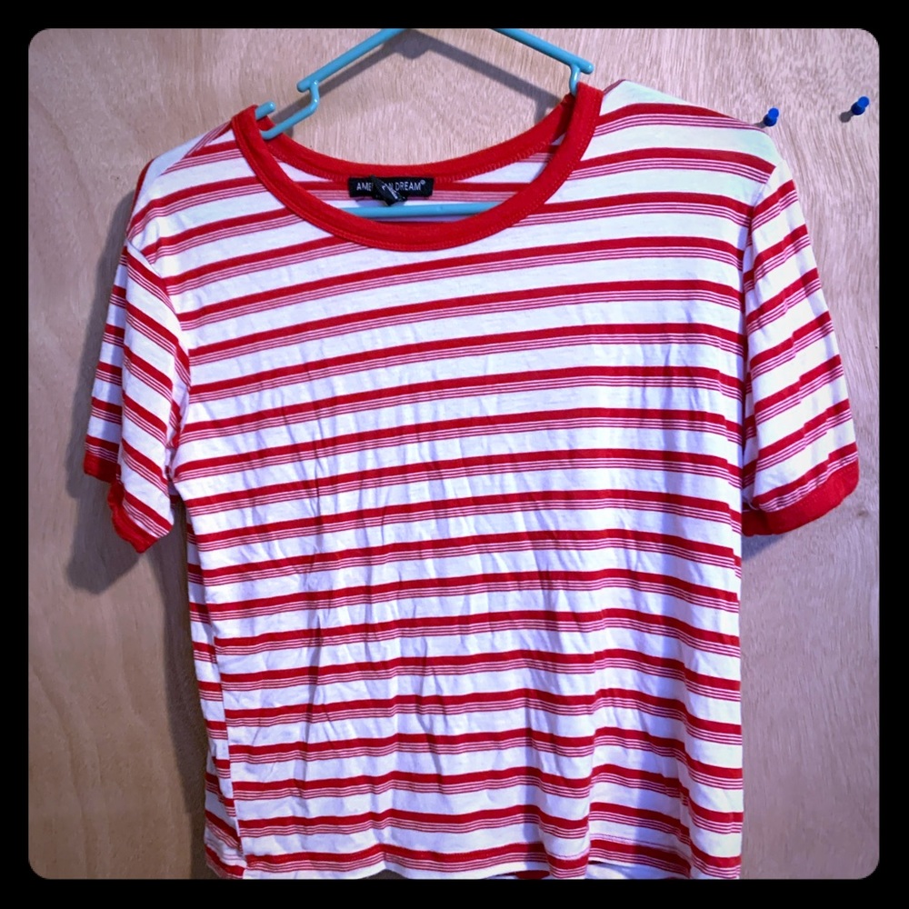 American dream Red striped Crop Top